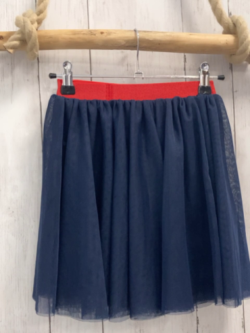  Rock Gr. 122  blau Tüll roter Bund