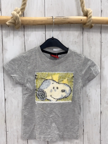   T-Shirt  Gr. 98  grau Pailettenbild Snoopy 