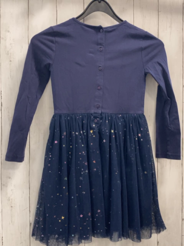 Happ Girls  Kleid  Gr. 134  blaues Oberteil Tüllrock mit Glitzerpunkten pink Pailettengürtelband 