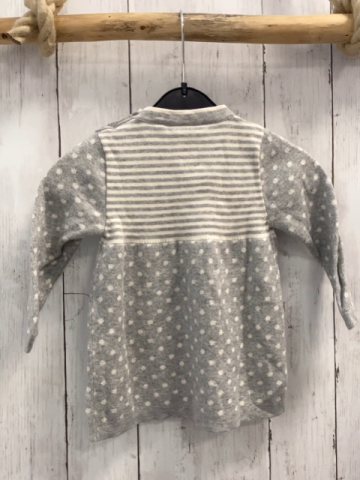 Alana  Kleid  Gr. 80  grau weiße Streifen + weiße Punkte Strick