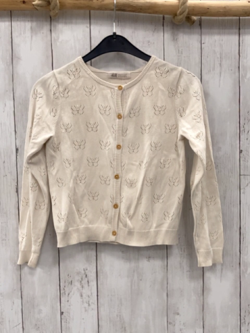 H&M  Strickjacke  Gr. 122  beige Lochmuster 