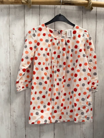 Vertbaudet  Bluse  Gr. 146/152  weiß rosa rot hellrot graue Punkte 