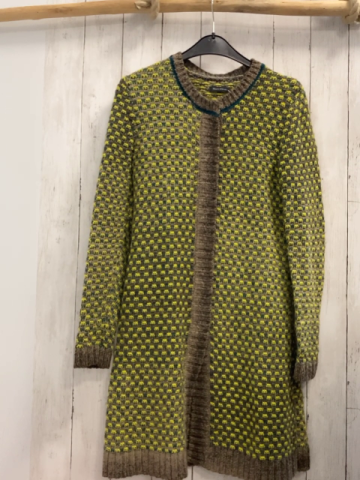 Marc O´Polo Strickmantel Gr. S grau grün gelb gemustert 37% Alpaka