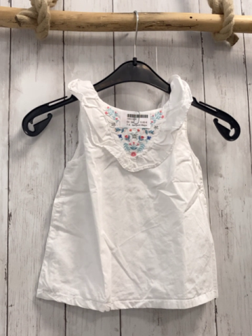 Sergent Major  Sommerbluse  Gr. 98  weiß Rüschen Gestickte Blumen + Schmetterlinge 