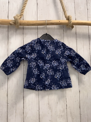 Obaibi  Bluse  Gr. 74  blau Bäume mit Kugeln 