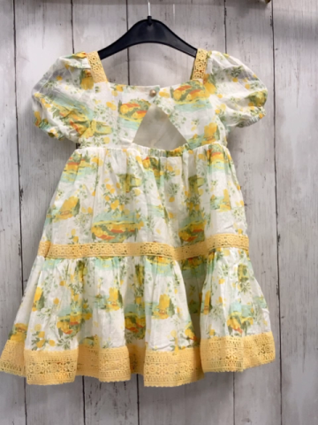 Joie  Kleid  Gr. 92  weiß Blumen gelbe Blumenborten 