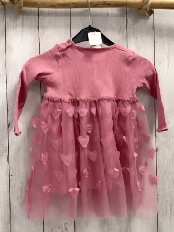   Kleid  Gr. 86  rosa Rippenoberteil Tüllüberrock mit Herzen 