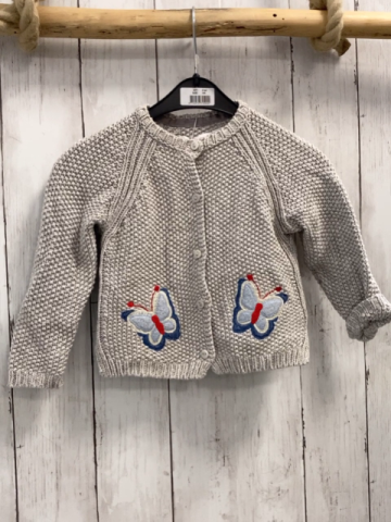 Zara  Strickjacke  Gr. 80  hellgrau Schmetterling 