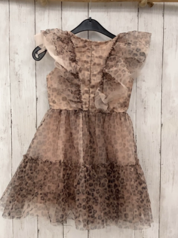 neu Jessica Simpson  Kleid  Gr. 110  beige Tüllüberkleid mit leoprint Rüschen 