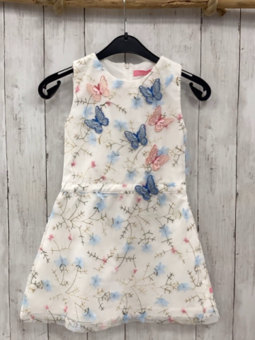 Peppermint  Kleid  Gr. 104  weiß Tüllüberkleid mit Schmetterlingen + Blumen + gestickten Ästen