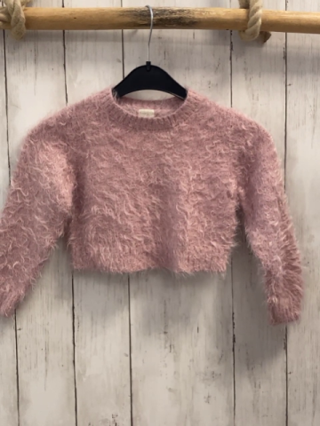   Pullover  Gr. 104  rosa Strick mit Glitzer + flusig 