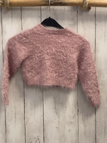   Pullover  Gr. 104  rosa Strick mit Glitzer + flusig 
