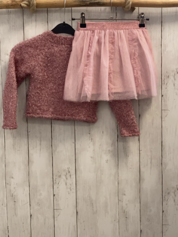 2tlg Badgley Mischka  Pullover + Rock Gr. 92  rosa altrosa mit Glitzerfäden + zweilagiger Rock mit Tüll + Glitzerbund 