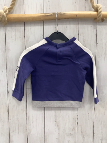 neu Manguun Pullover  Gr. 80  lila weiß blau grau mit Schrift + Fahrzeug 