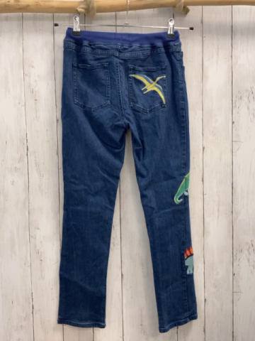 Mini Boden  Hose  Gr. 146  blau Jeans bunte Dinos Strickbund (minimale Gebrauchsspuren)
