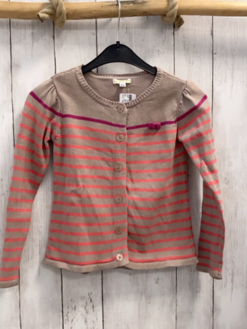 Vertbaudet  Strickjacke  Gr. 122  beige + pflaume lachs Streifen 