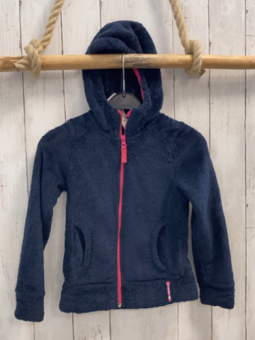 Decathlon Plüschjacke  Gr. 116  blau Kapuze himbeere Reißverschluss 