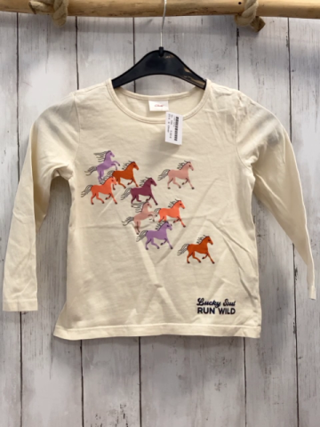 S´ Oliver  Langarmshirt  Gr. 104  creme bunte Pferde 