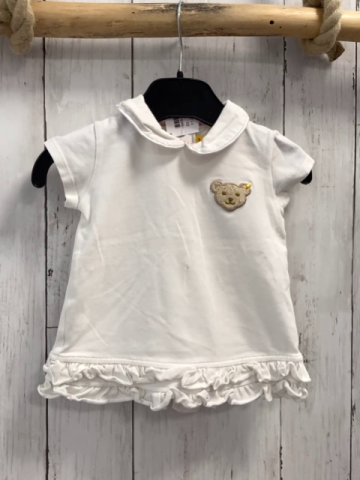 Steiff  T-Shirt  Gr. 74  weiß Kragen Rüschensaum 