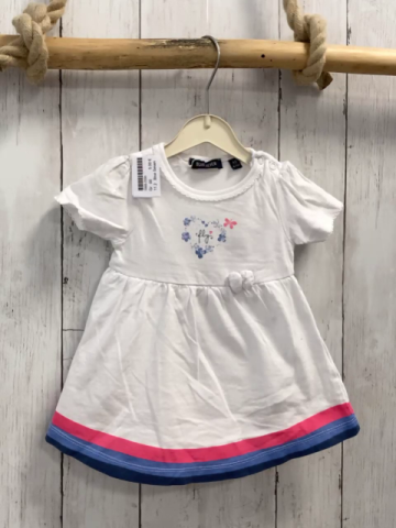 Blue Seven  Kleid  Gr. 68  weiß Herz + pink hellblau grauer Streifensaum 