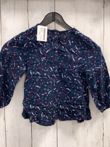 S´Oliver  Bluse  Gr. 80  blau Blumen Zackenstreifen Schmetterlinge 