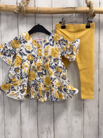 2tlg Tommy Bahama  Kleid + Leggings  Gr. 80  weiß blau mais Blumen + mais 