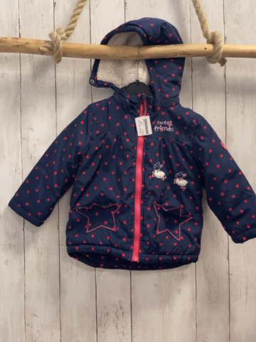 Bob der Bär  Winterjacke  Gr. 86  blau rote Sterne Schafe weißes Teddyfutter 