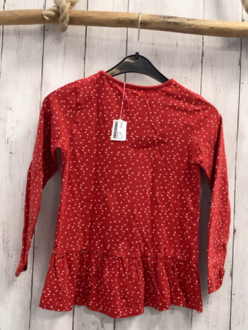   Langarmshrt  Gr. 128  rot weiße Herzen Pailettenkatze 