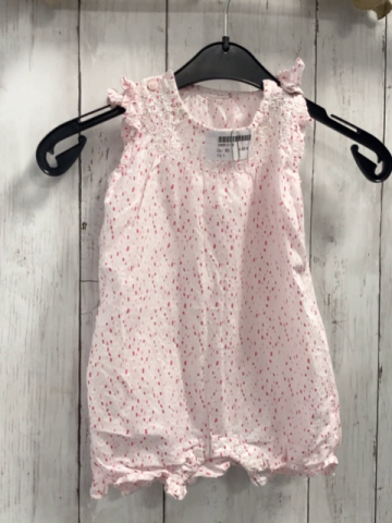   Playsuit  Gr. 80  weiß rosa Striche weiß Ziernähte 