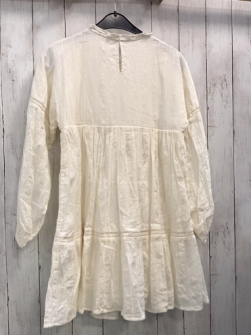 Zara  Kleid  Gr. 164  beige Rippen mit Glitzer Lochmuster 