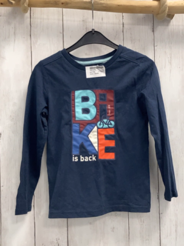 Okaidi Langarmshirt Gr. 116  blau bunte Buchstaben