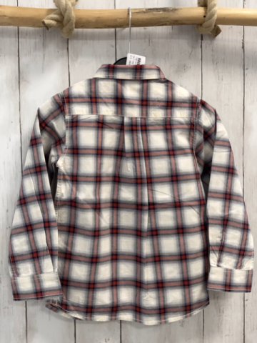 Jacadi  Hemd  Gr. 110  weiß hellgrau rost schwarze Streifen 