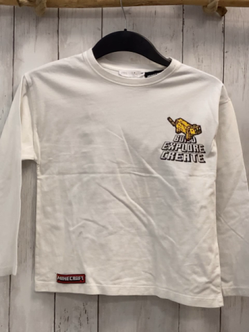 Zara  Langarmshirt  Gr. 134  weiß Minecraft 
