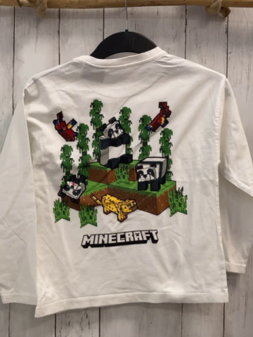 Zara  Langarmshirt  Gr. 134  weiß Minecraft 