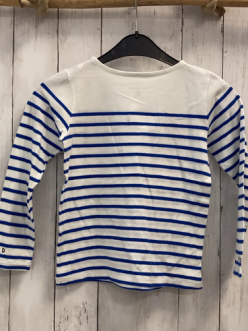 Petit Bateau  Langarmshirt  Gr. 122/128  weiß blaue Streifen Schildkröte Schrift 
