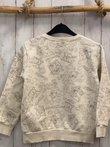 Benetton  Pullover  Gr. 134  creme Tom & Jerry Weihnachtsmotiv 