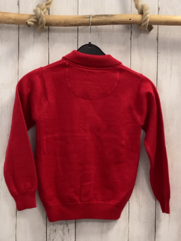 Jacadi  Strickjacke  Gr. 122  rot dunkelblaue Knöpfe 