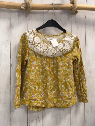 H&M Bluse Gr. 128  ocker Blumen Häkelbund