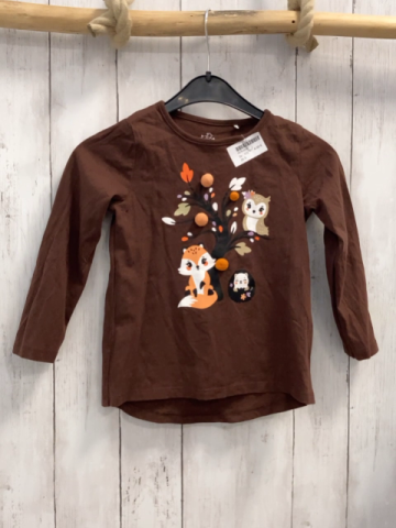  Langarmshirt Gr. 110  braun Baum Tiere