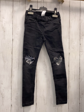  Jeggings Gr. 122  grau Pailettenherzen an den Knien