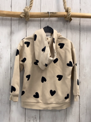 H&M Sweatjacke Gr. 110  beige schwarze Herzen