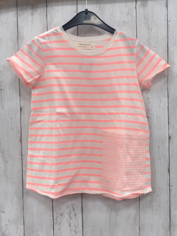 Zara  T-Shirt  Gr. 122  weiß neonrote Streifen