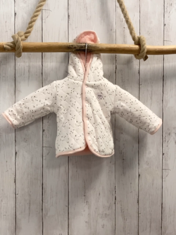  Wendejacke Gr. 56  weiß graue Sterne + rosa Plüsch