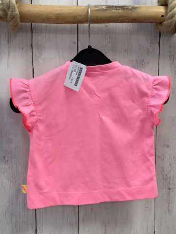 Billieblush  T-Shirt  Gr. 68  pink Blume mit hellgrünen Pailetten Schmetterlinge mit Glitzer 