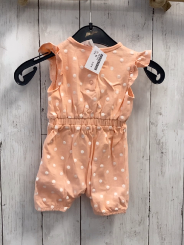   Playsuit Gr. 62  orange weiße Punkte dunkelorange Schrift