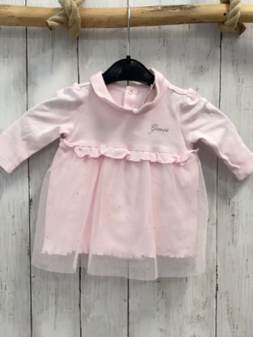 Guess  Kleid  Gr. 68  rosa weißer Tüllüberrock mit silber Glitzerpnkten Bodyunterteil 