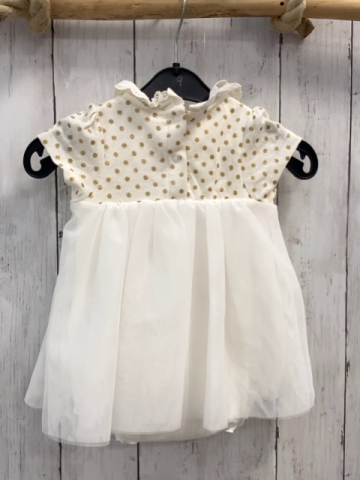Petit Bateau  Kleid  Gr. 68  weiß goldene Glitzerpnkte weißer Tüllüberrock Bodyunterteil 