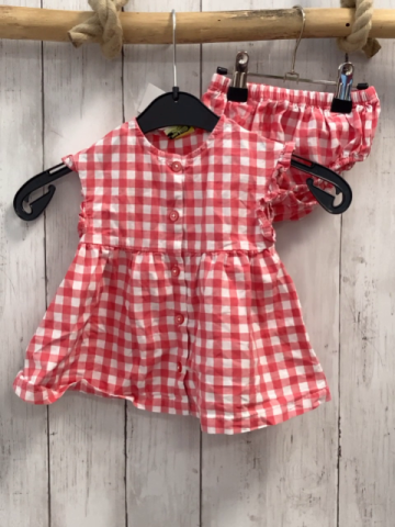 2tlg Tape à l´ oiel  Kleid + Höschen Gr. 68  rot weiß kariert 
