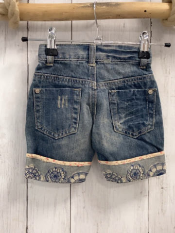 neu Mish Mish  Shorts  Gr. 104  blau Jeans Umschlag mit Blumen Blume mit Pailetten 