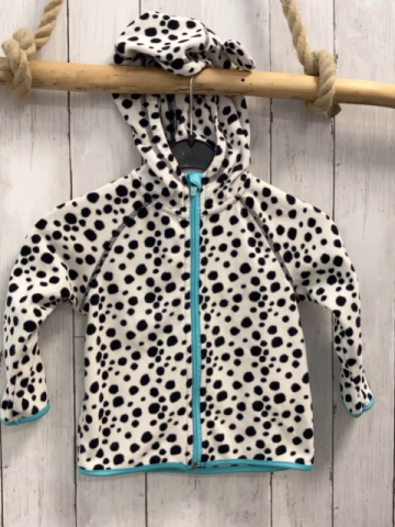 H&M  Fleecejacke  Gr. 92  weiß schwarze Pnkte hellblauer Bund + Reißverschluss 